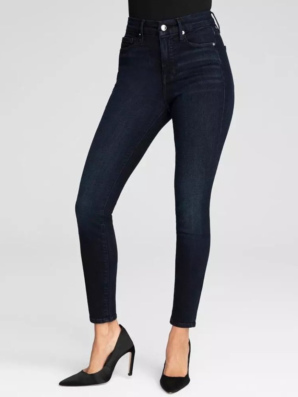 Good American 10 30 High Rise Skinny Sculpting Jeans Blue 224 Dark Rinse